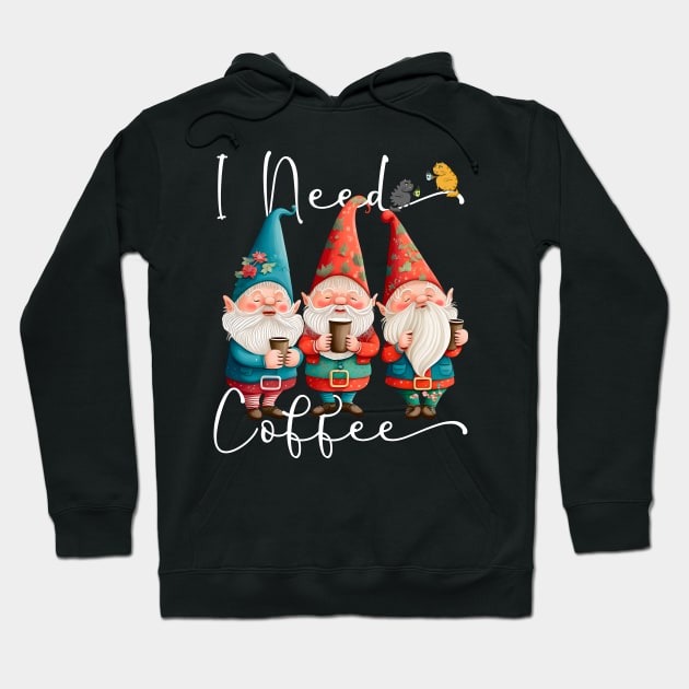 I Need Coffee Funny Coffee & Gnome Lovers Floral Easter Hoodie by Ai Wanderer